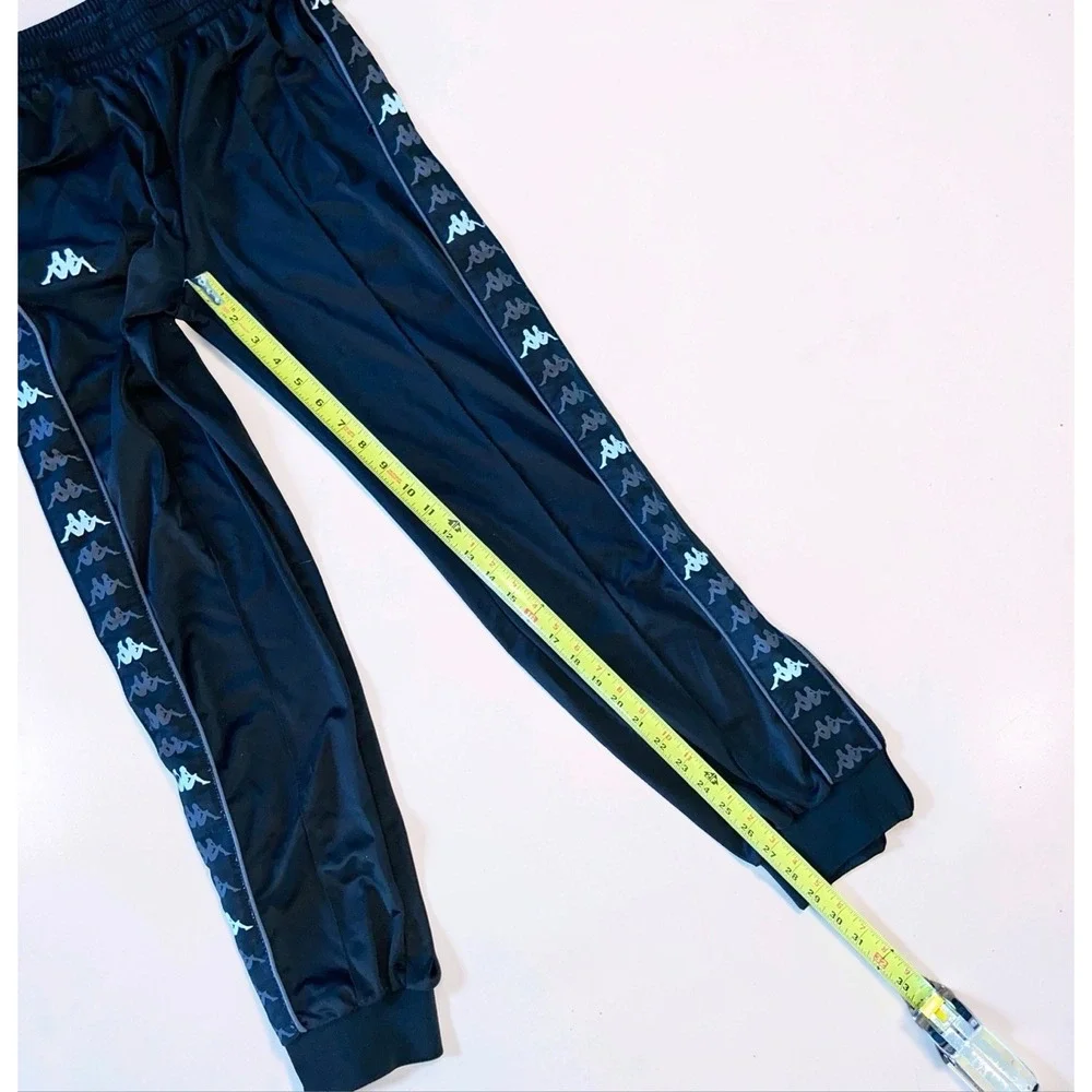 Kappa Mens M Black Logo Tape Track Pants Joggers Activewear